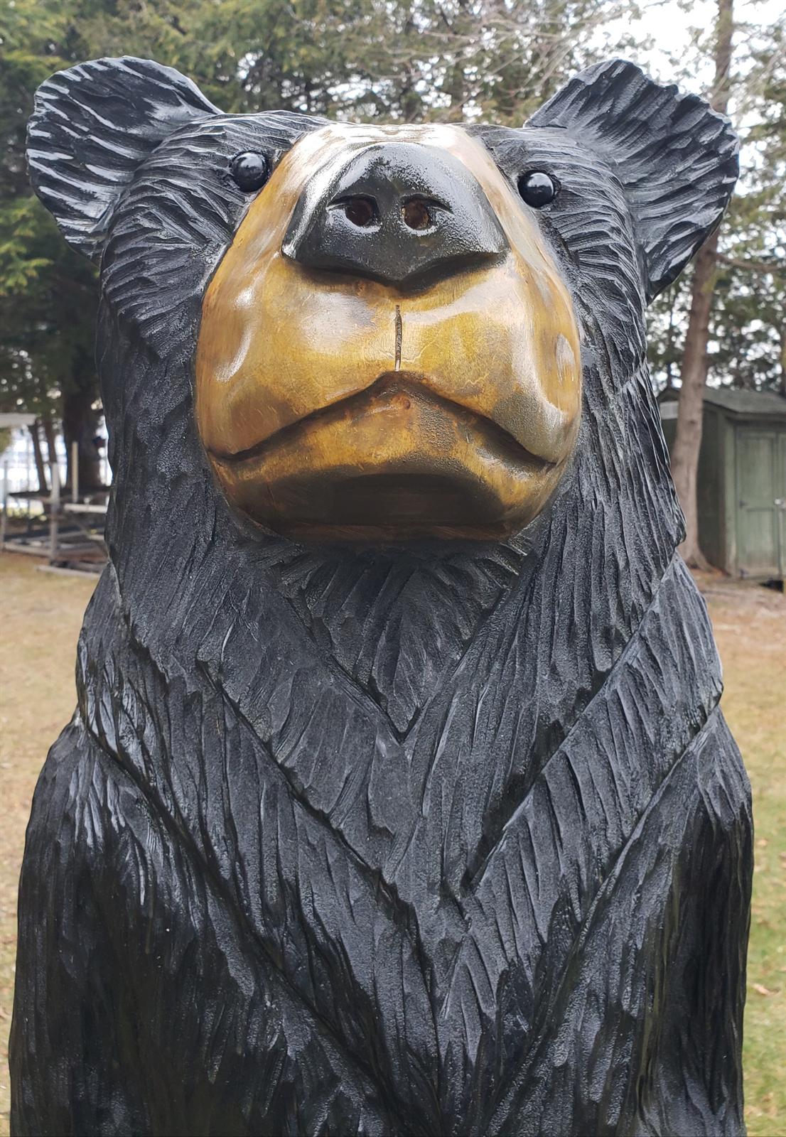 Baron the Bear, carved from a maple stump