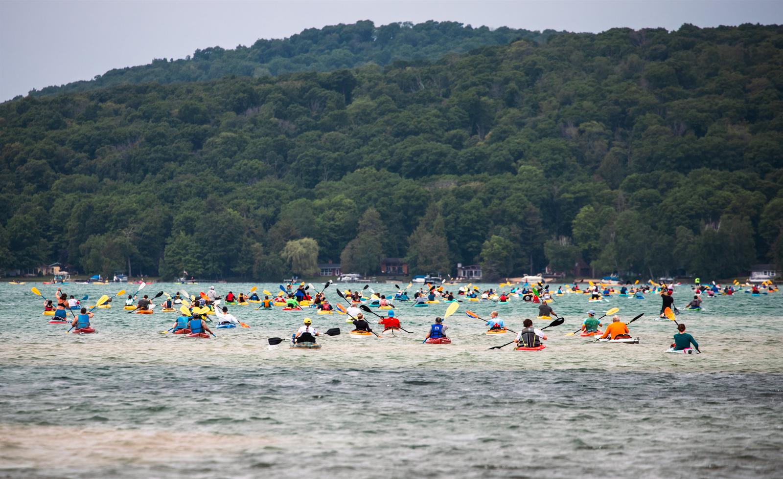 Kayakers on the water during the M22 Challenge